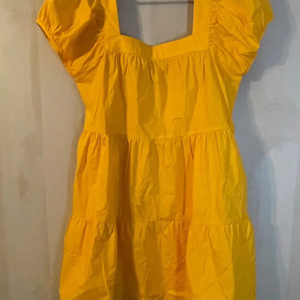 GREYLIN WOMEN'S LORA POPLIN CAP SLEEVE TIERED DRESS SIZE MEDIUM YELLOW ORANGE‎